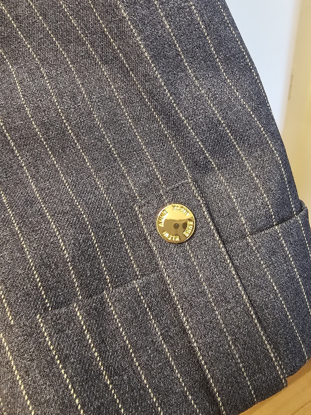 Anne Klein Women's Navy Pinstripe Blazer with Shawl Lapel - Picture 3 of 7